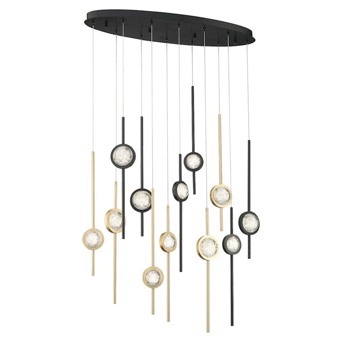 Eurofase Barletta 12 Light LED Chandelier, Black/Brass - 39466-037