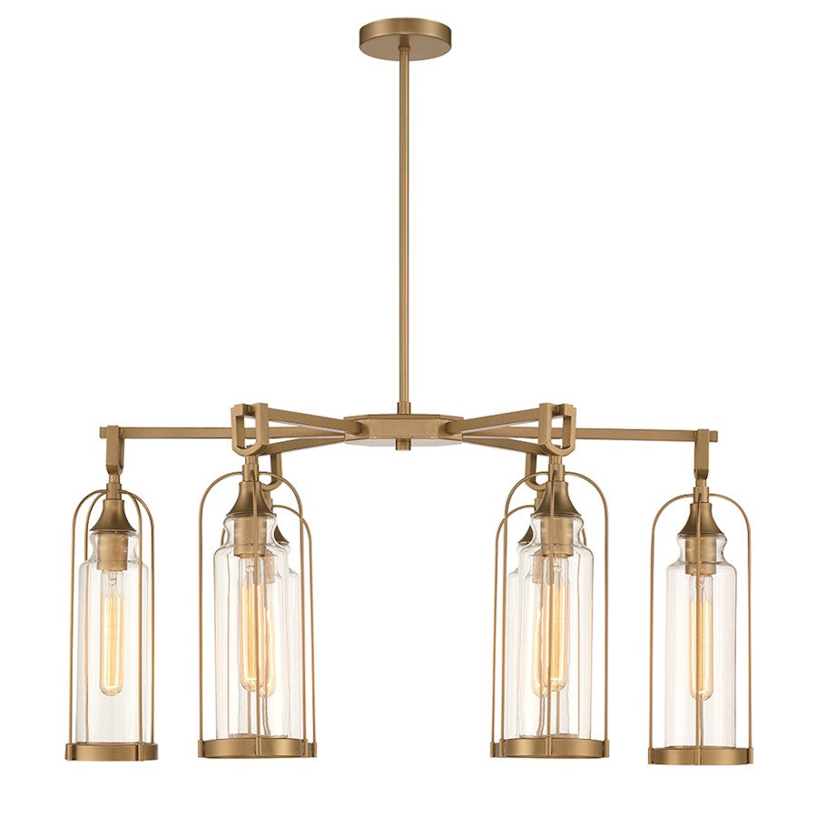 Eurofase Yasmin 6 Light 35" Outdoor Oval Chandelier, Aged Gold - 42730-028