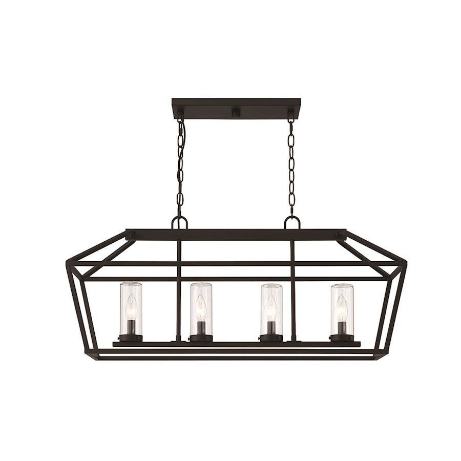 Eurofase Bastille 4 Light 34" Outdoor Chandelier, Satin Black - 42740-018