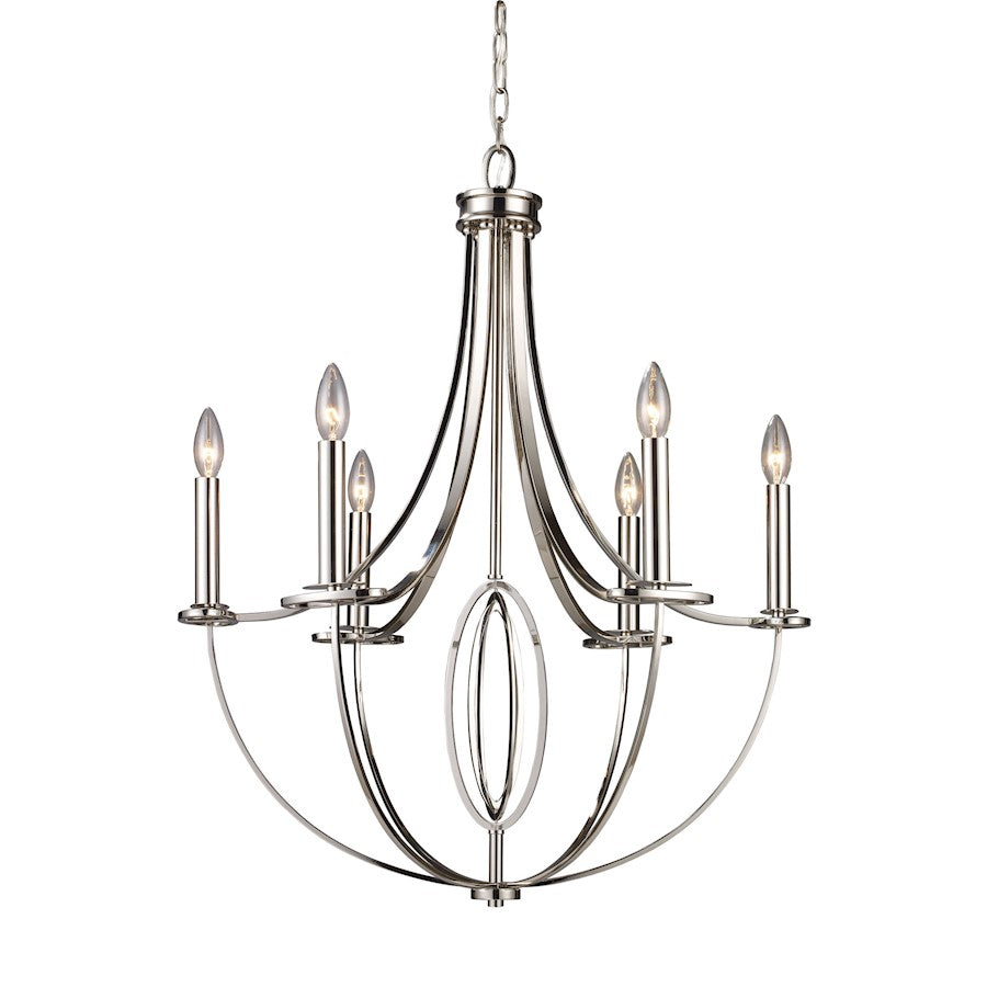 ELK Lighting Dione 6-Light Chandelier, Polished Nickel - 10121-6