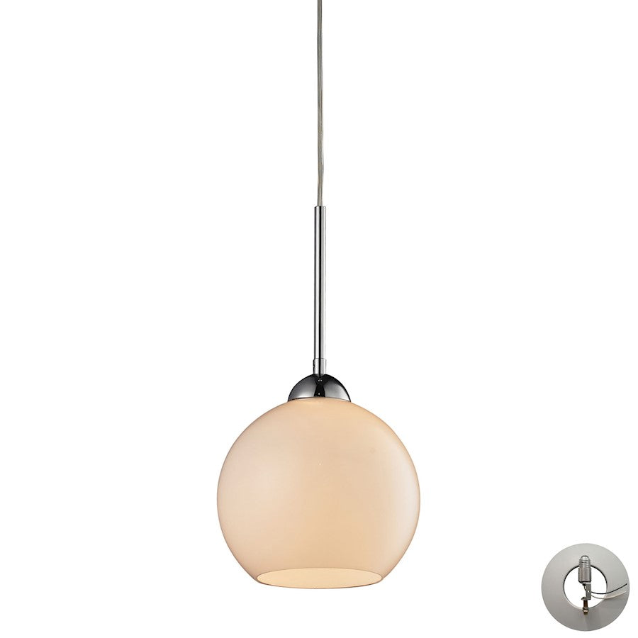 ELK Lighting Cassandra Mini Pendant, Chrome/White, Adapter - 10240-1WH-LA