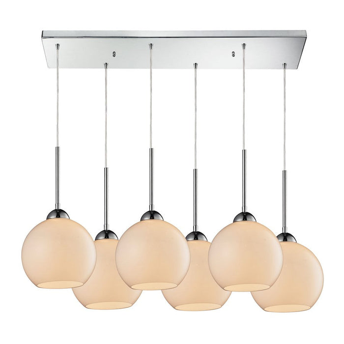 ELK Lighting Cassandra 6-Light Rectangular Pendant, Chrome/White - 10240-6RC-WH