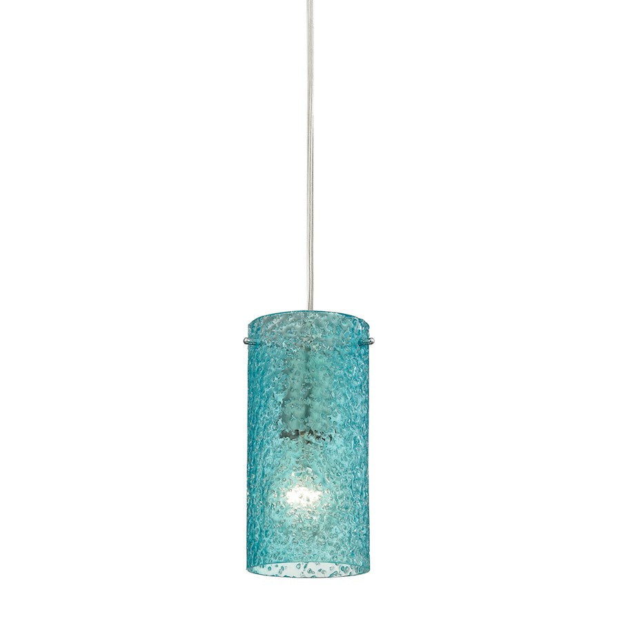 ELK Lighting Ice Fragments 1-Light Mini Pendant, Nickel/Aqua Glass - 10242-1AQ