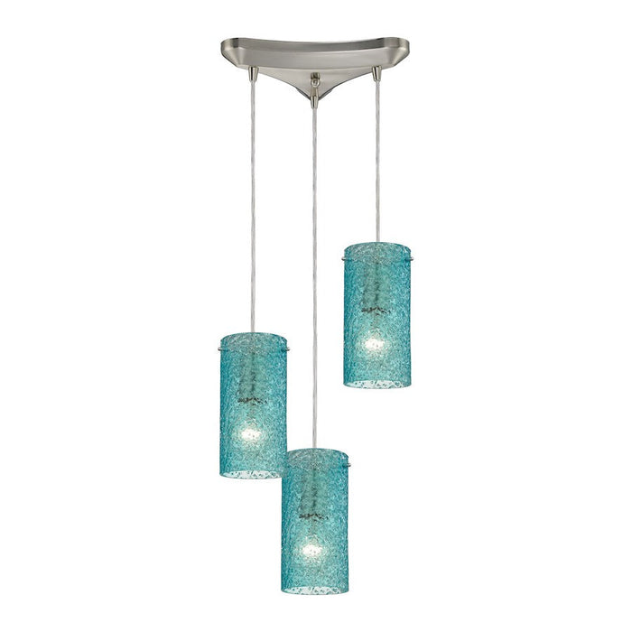 ELK Lighting Ice Fragments 3-Light Triangular Pendant, Nickel/Aqua - 10242-3AQ