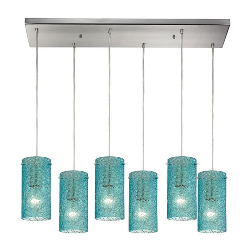 ELK Lighting Ice Fragments 6-Light Rectangle Pendant, Nickel/Aqua - 10242-6RC-AQ