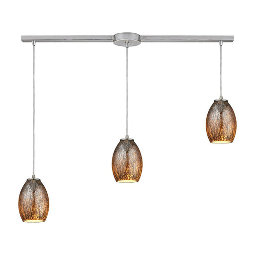 ELK Lighting Venture 3-Light Linear Pendant, Nickel/Amber Crackle - 10256-3L