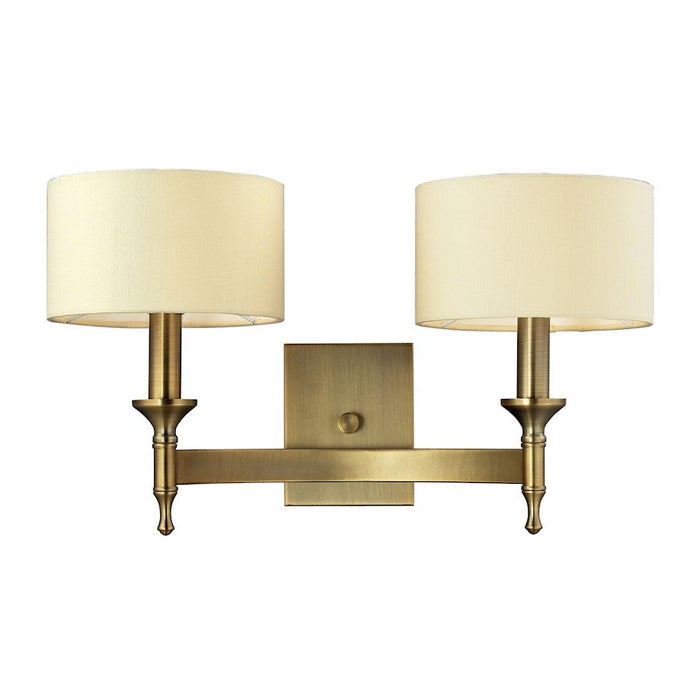 ELK Lighting Pembroke 2-Light Wall, Antique Brass/Tan Fabric Shades - 10261-2