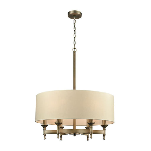 ELK Lighting Pembroke 6-Light Chandelier, Brass/Light Tan Fabric Shade - 10264-6