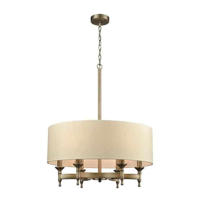 ELK Lighting Pembroke 6-Light Chandelier, Brass/Light Tan Fabric Shade - 10264-6