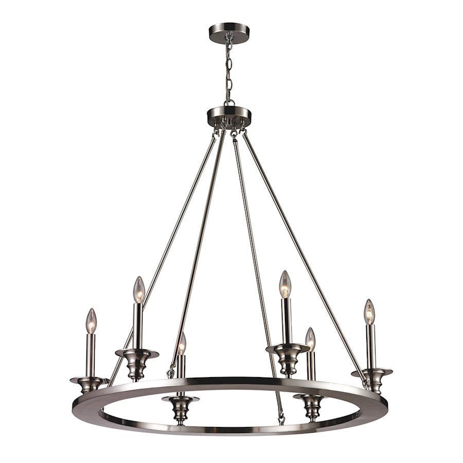 ELK Lighting Port Solerno 6-Light Chandelier, Satin Nickel - 31225-6