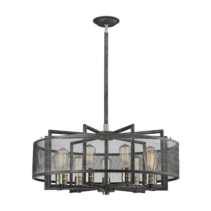 ELK Lighting Slatington 9-Light Chandelier, Nickel & Graphite/Mesh - 31239-9