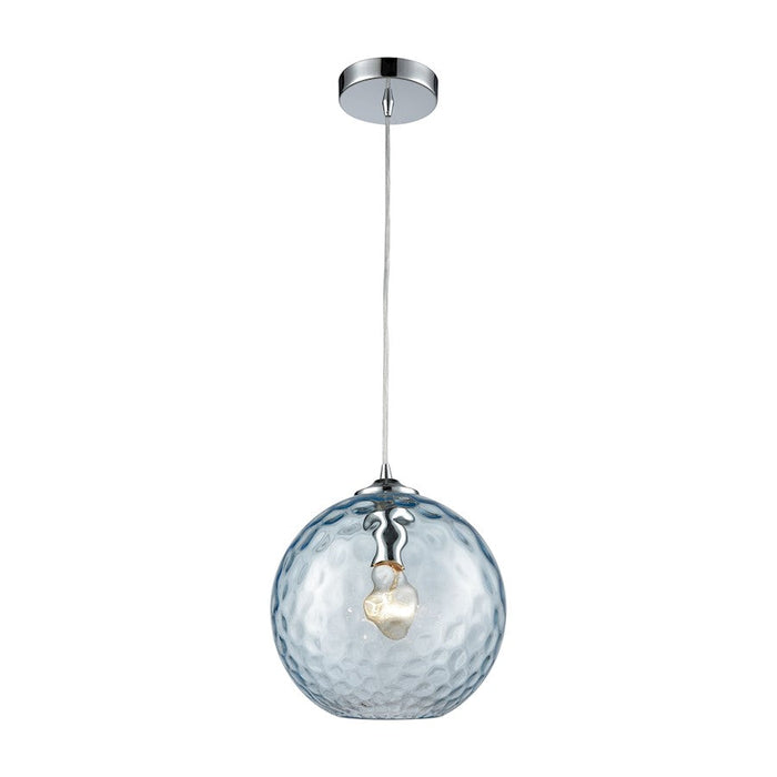 ELK Lighting Watersphere 1-Light Mini Pendant, Chrome/Hammered Aqua - 31380-1AQ