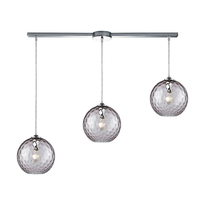 ELK Lighting Watersphere 3-LT Linear Mini Pendant, Chrome/Purple - 31380-3L-PRP