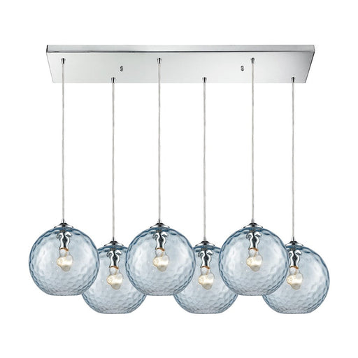 ELK Lighting Watersphere 6-Light Rectangular Pendant, Chrome/Aqua - 31380-6RC-AQ