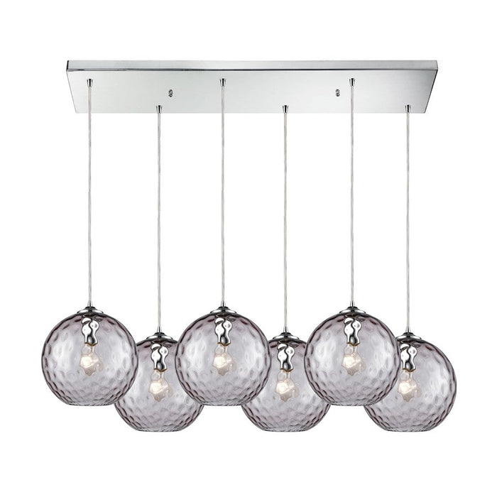 ELK Lighting Watersphere 6-LT Rectangle Pendant, Chrome/Purple - 31380-6RC-PRP