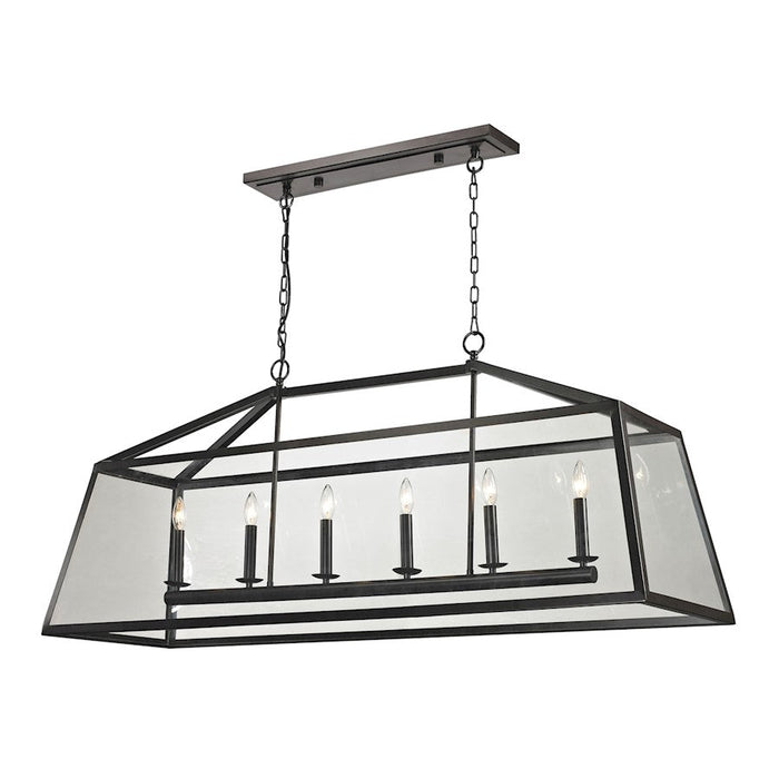 ELK Lighting Alanna 6-Light Linear Chandelier, Bronze/Clear Panels - 31509-6