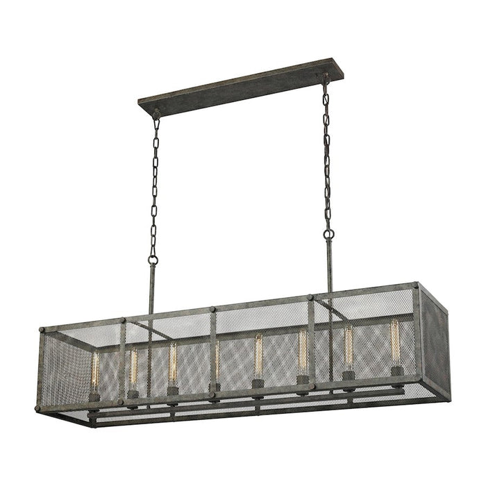 ELK Lighting Perry 8-Light Linear Chandelier, Rust/Wire Mesh Shade - 31512-8