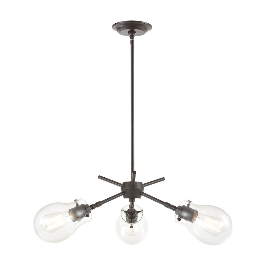 ELK Lighting Jaelyn 3-Light Chandelier, Oil Rubbed Bronze/Clear Glass - 31937-3