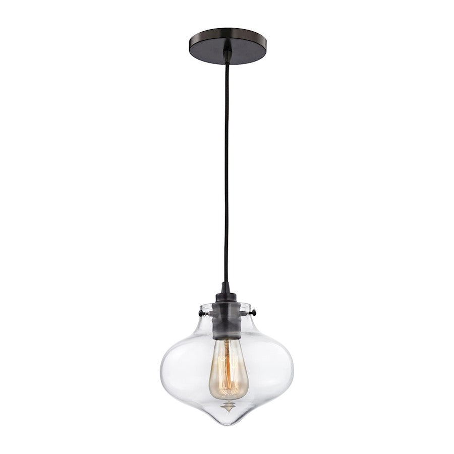 ELK Lighting Kelsey 1-Light Mini Pendant, Bronze/Clear - 31954-1