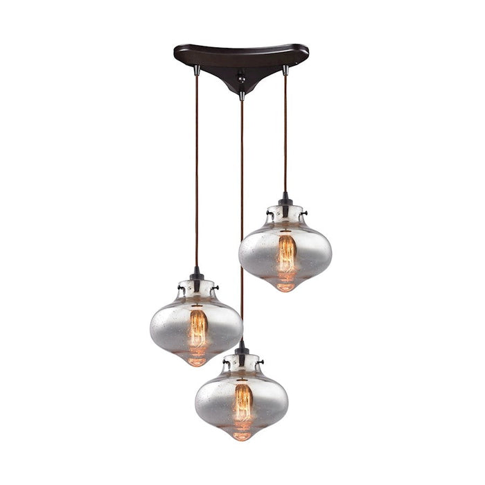 ELK Lighting Kelsey 3-Light Triangular Pendant, Bronze/Mercury Glass - 31955-3