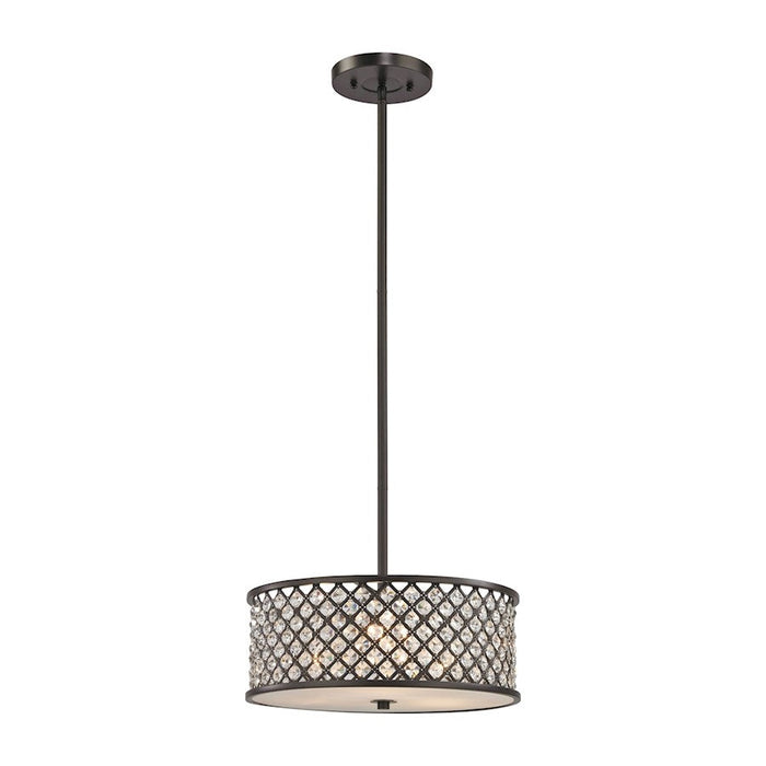 ELK Lighting Genevieve 3-Light Chandelier, Bronze/Crystal & Mesh Shade - 32104-3