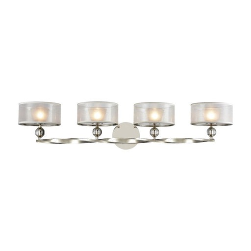 ELK Lighting Corisande 4-Light Vanity Lamp, Nickel/Silver Drum Shades - 32293-4