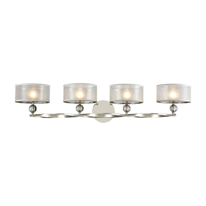 ELK Lighting Corisande 4-Light Vanity Lamp, Nickel/Silver Drum Shades - 32293-4