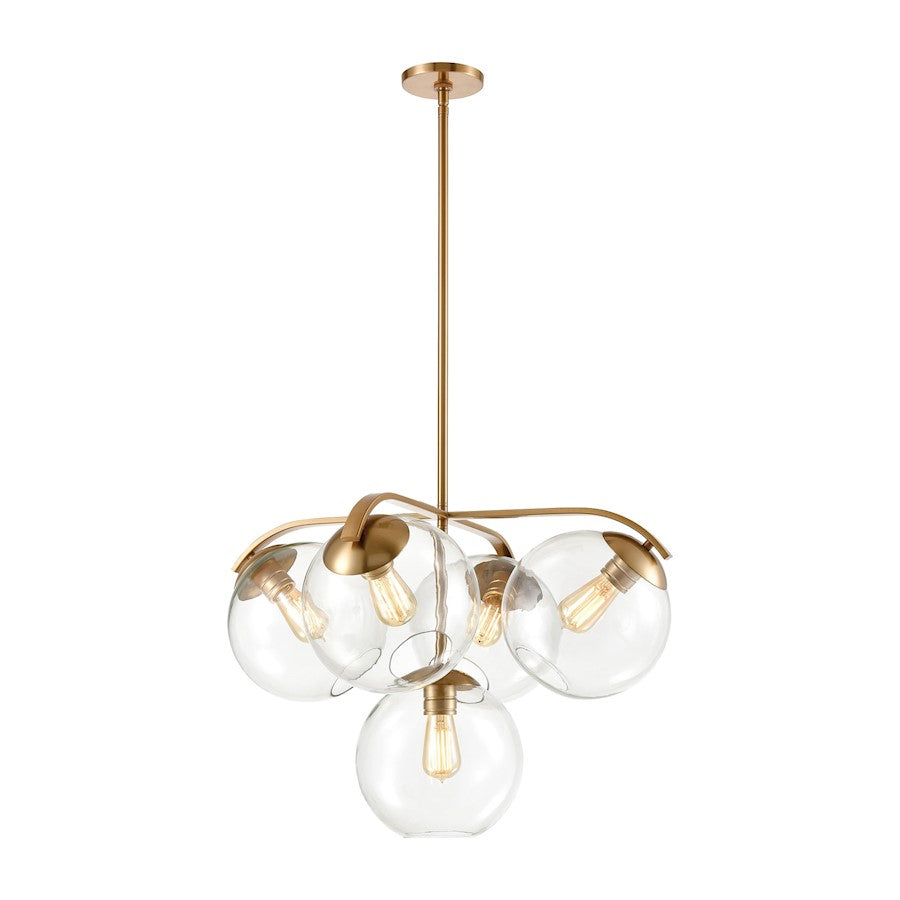 ELK Lighting Collective 5-Light Chandelier, Satin Brass/Clear Glass - 32353-5