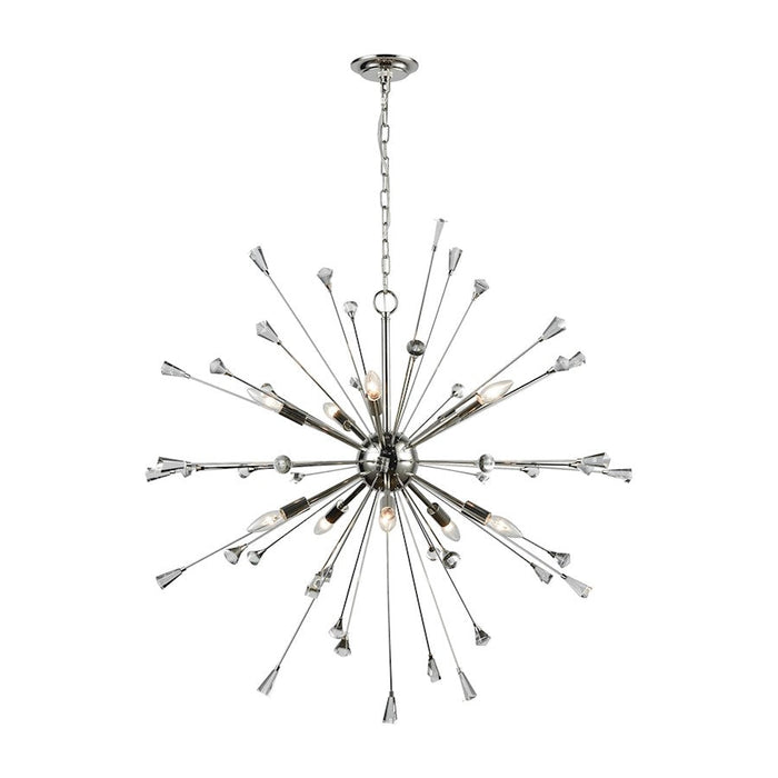 ELK Lighting Sprigny 10-Light Chandelier, Nickel/Clear Crystal - 33031-10