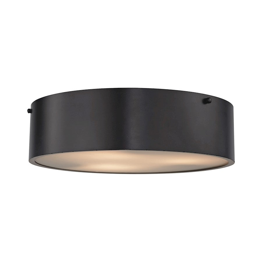 ELK Lighting Clayton 3-Light Flush Mount, Oiled Bronze/Black Shade - 45320-3