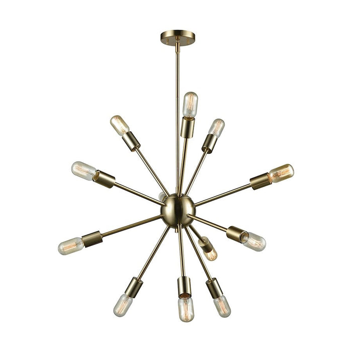 ELK Lighting Delphine 12-Light 27" Chandelier, Satin Brass - 46244-12