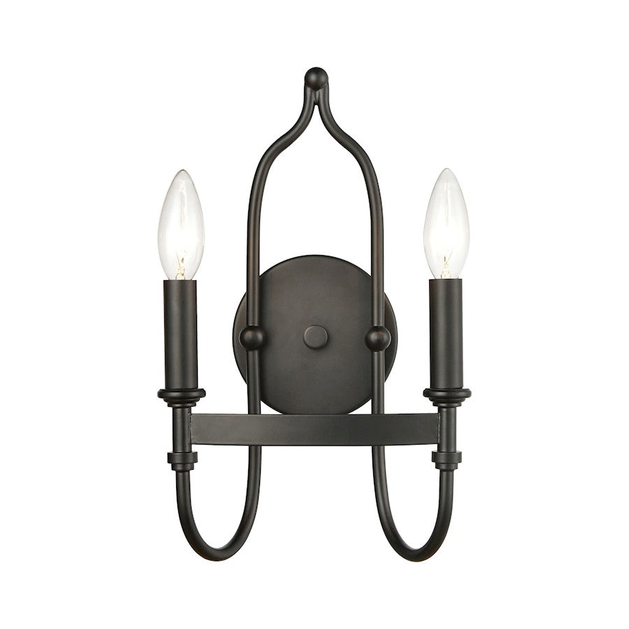 ELK Lighting Wickshire 2-Light Sconce, Matte Black - 46381-2