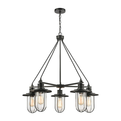 ELK Lighting Lakeshore Drive 5-Light Chandelier, Black/Seedy Glass - 46404-5