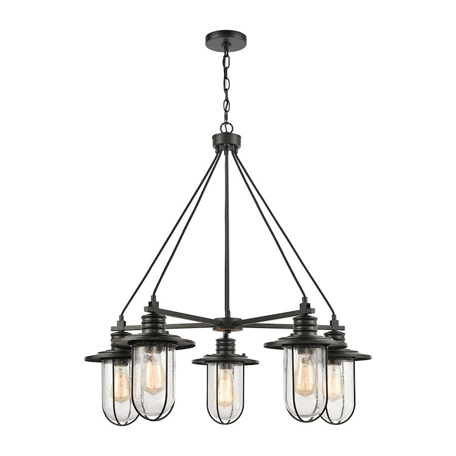 ELK Lighting Lakeshore Drive 5-Light Chandelier, Black/Seedy Glass - 46404-5