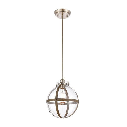 ELK Lighting Cusp 1-Light Mini Pendant, Light Wood/Clear Glass - 46443-1