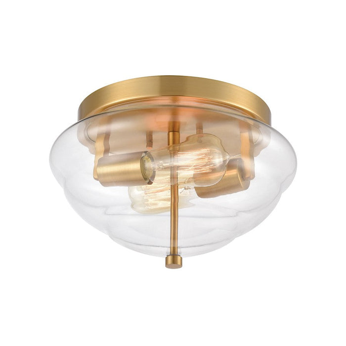 ELK Lighting Manhattan Boutique 2-Light 12" Flush, Brushed Brass/Clear - 46554-2