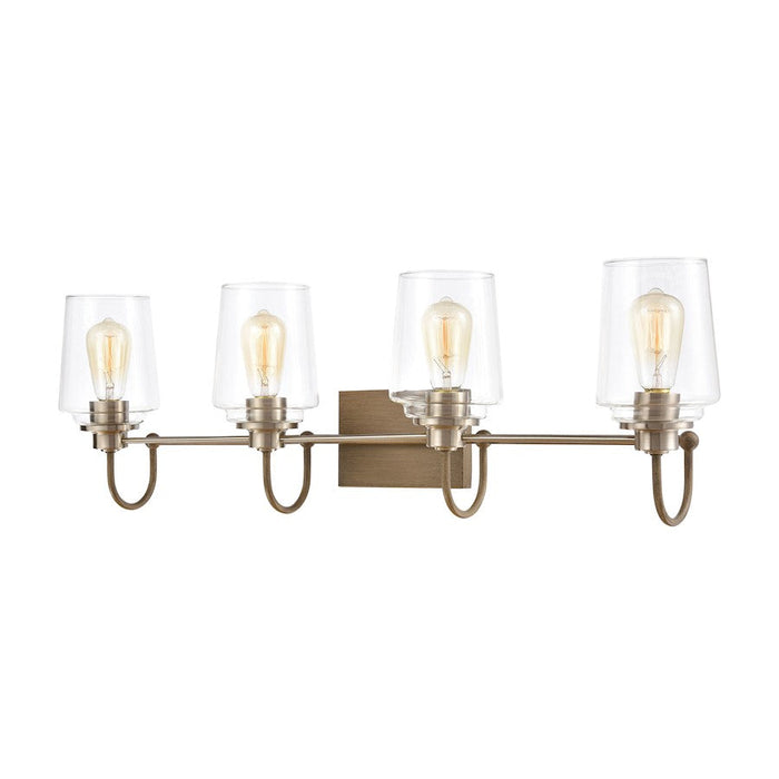 ELK Lighting Bakersfield 4-Light Vanity Light, Light Wood/Clear Glass - 46643-4