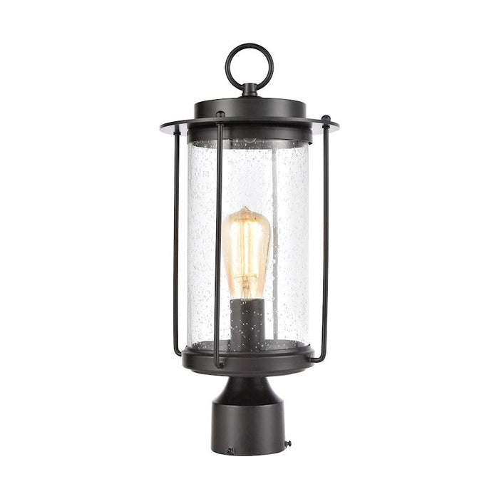 ELK Lighting Devonshire 1-Light Post Mount, Matte Black/Seedy Glass - 46663-1