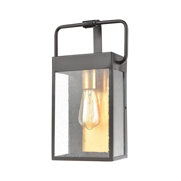 ELK Lighting Knowlton 1-Light Medium Sconce, Matte Black/Seedy Glass - 46681-1