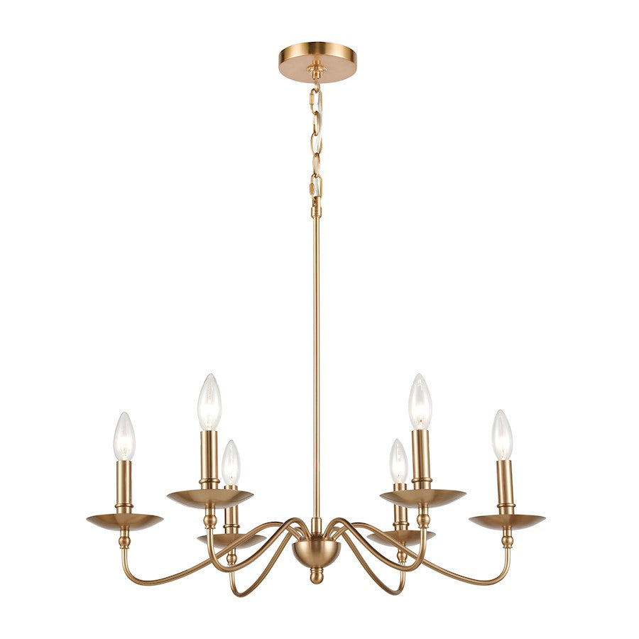 ELK Lighting Wellsley 6-Light 25" Chandelier, Burnished Brass - 46796-6