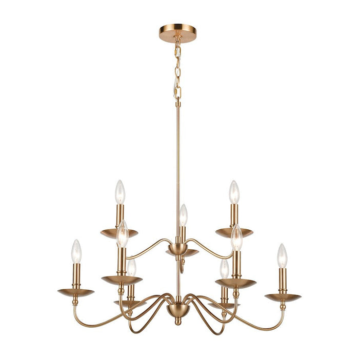 ELK Lighting Wellsley 9-Light Chandelier, Burnished Brass - 46797-9