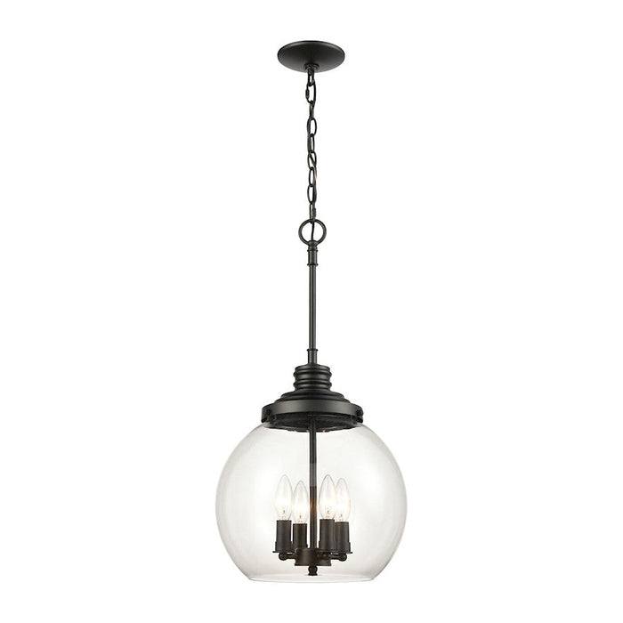 ELK Lighting Chandra 4-Light Pendant, Matte Black/Clear Glass - 46814-4