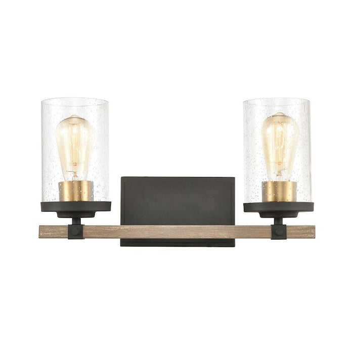 ELK Lighting Geringer 2-Light Vanity Light, Charcoal & Beechwood/Seedy - 47282-2