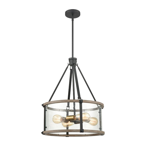 ELK Lighting Geringer 4-Light 18" Pendant, Charcoal & Beechwood/Seedy - 47288-4