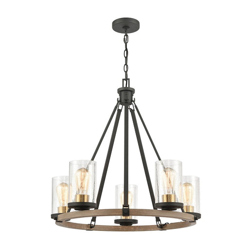 ELK Lighting Geringer 5-Light Chandelier, Charcoal & Beechwood/Seedy - 47289-5