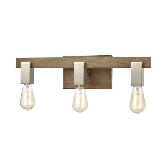 ELK Lighting Axis 3-Light Vanity Light, Light Wood and Satin Nickel - 55058-3