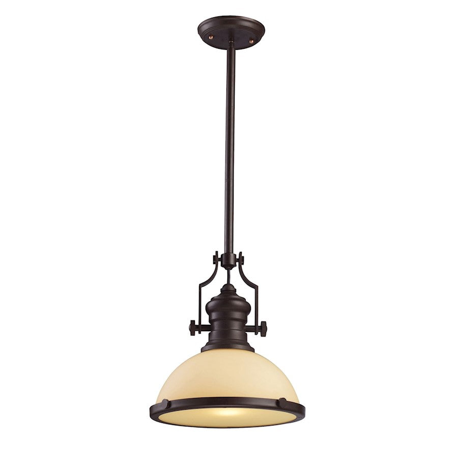 ELK Lighting Chadwick 1-Light Pendant, Oiled Bronze/Off-White Glass - 66133-1