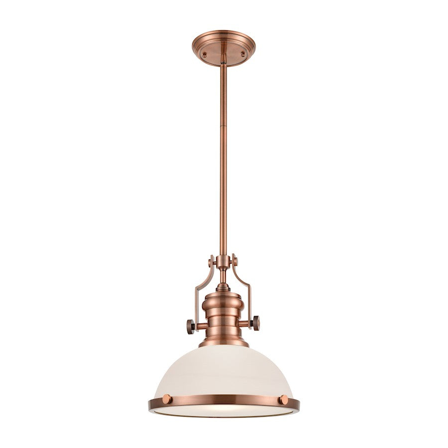 ELK Lighting Chadwick 1-Light Pendant, Antique Copper/White Glass - 66143-1