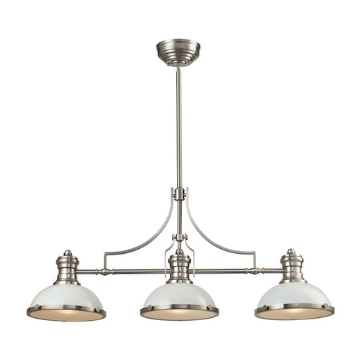 ELK Lighting Chadwick 165 3-Light Island Light, Nickel/White Shade - 66165-3