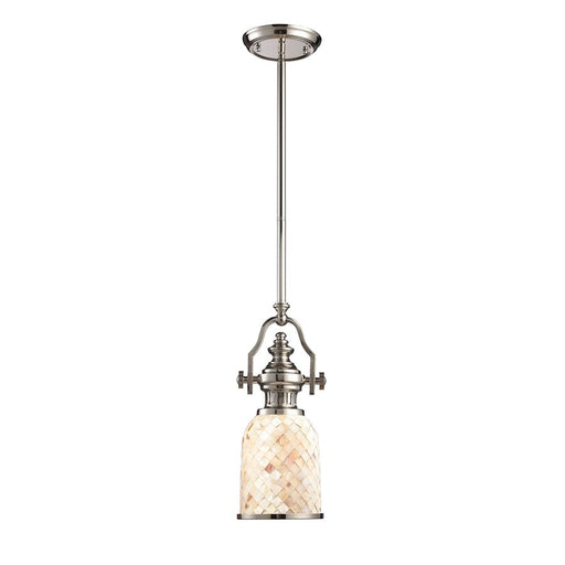 ELK Lighting Chadwick 412 1-Light Mini Pendant, Nickel/Cappa Shell - 66412-1